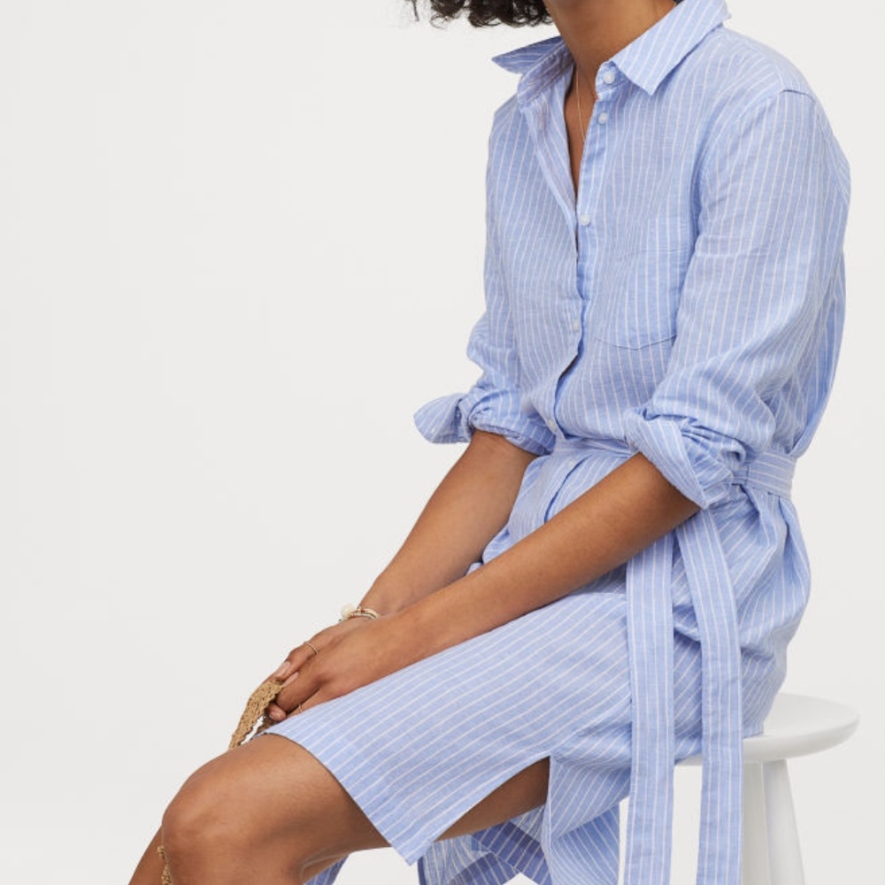 cotton striped shirt dress